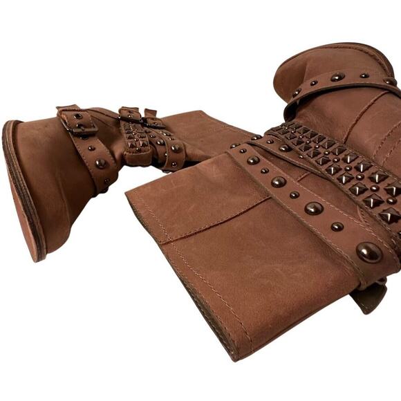 Naughty Monkey Women’s Civil Code Grey Leather Studded Buckle Boots Sz. 8 - Picture 10 of 11